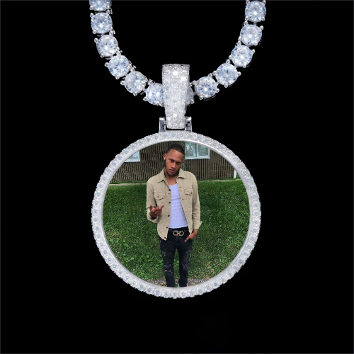 925S & VVS Moissanite 3D Circle Custom Picture Pendant