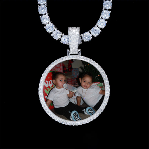 925S & VVS Moissanite 3D Circle Custom Picture Pendant