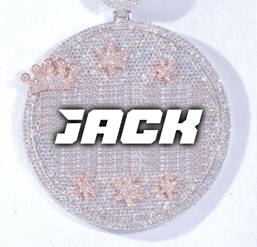 CUSTOM LETTER NECKLACE 3D BIG CROWN DISC