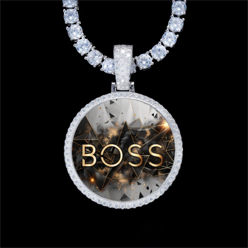 925S & VVS Moissanite 3D Circle Custom Picture Pendant