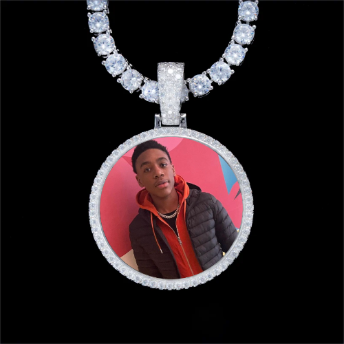 925S & VVS Moissanite 3D Circle Custom Picture Pendant