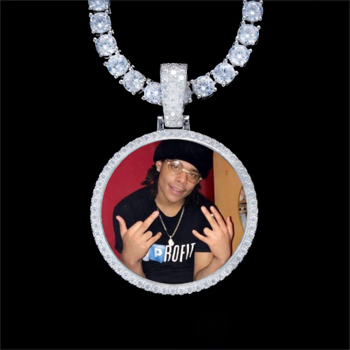 925S & VVS Moissanite 3D Circle Custom Picture Pendant