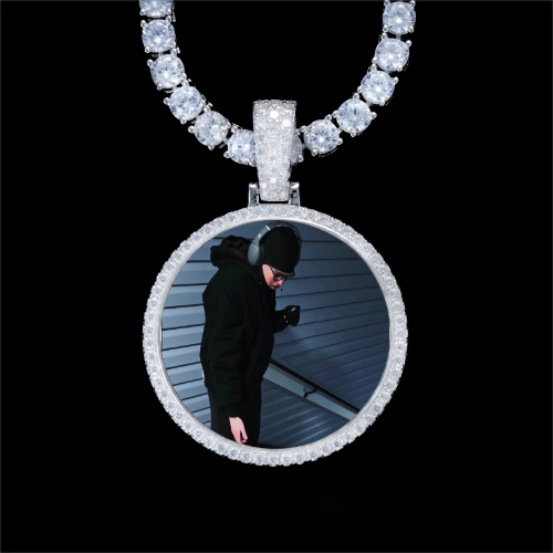925S & VVS Moissanite 3D Circle Custom Picture Pendant