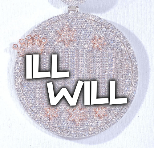 CUSTOM LETTER NECKLACE 3D BIG CROWN DISC
