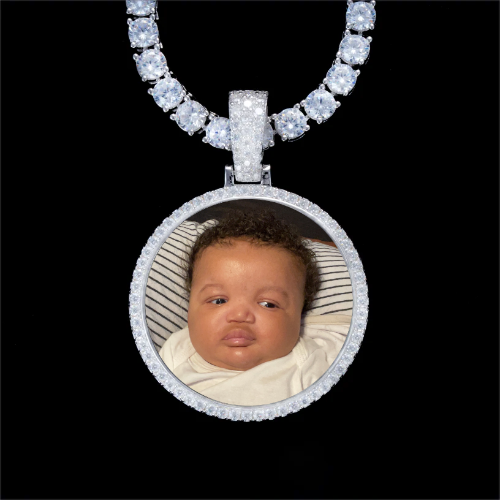925S & VVS Moissanite 3D Circle Custom Picture Pendant
