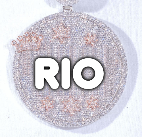 CUSTOM LETTER NECKLACE 3D BIG CROWN DISC