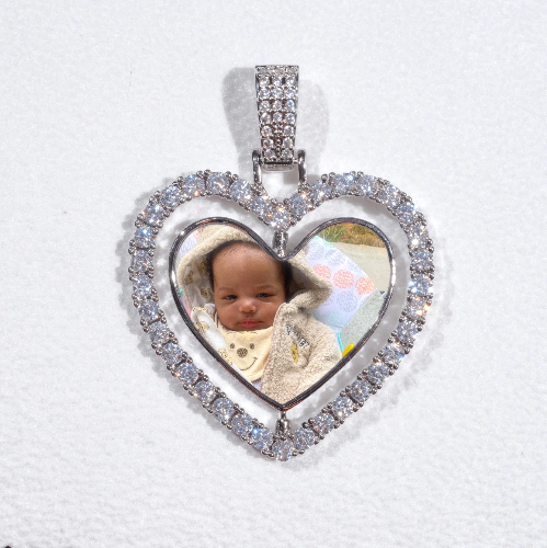 3D Spinning 2-Faced Heart Custom Picture Pendant