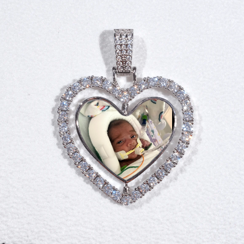 3D Spinning 2-Faced Heart Custom Picture Pendant
