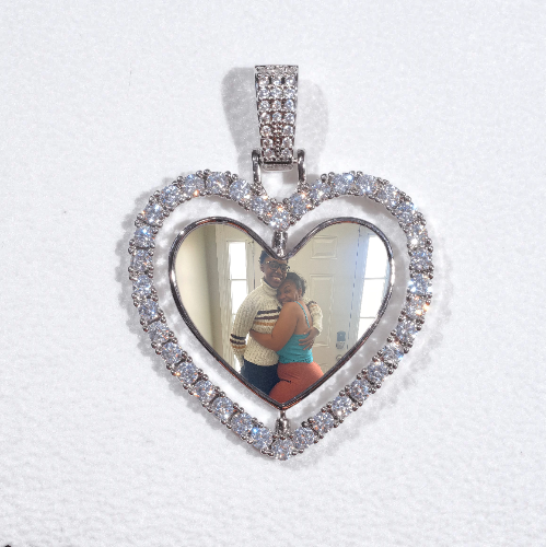 3D Spinning 2-Faced Heart Custom Picture Pendant