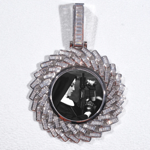 Large 3D Baguette Custom Picture Pendant