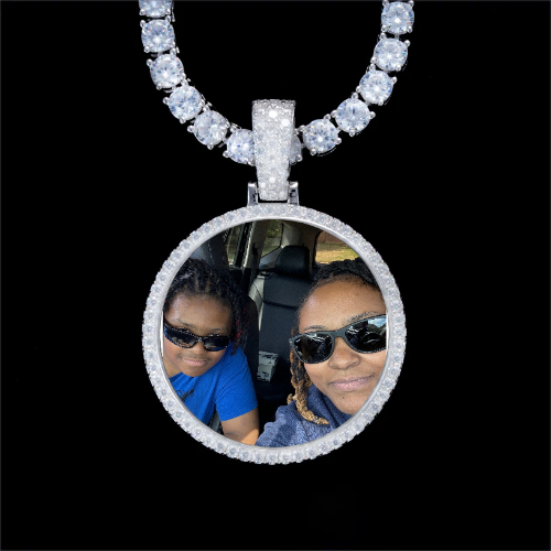 925S & VVS Moissanite 3D Circle Custom Picture Pendant