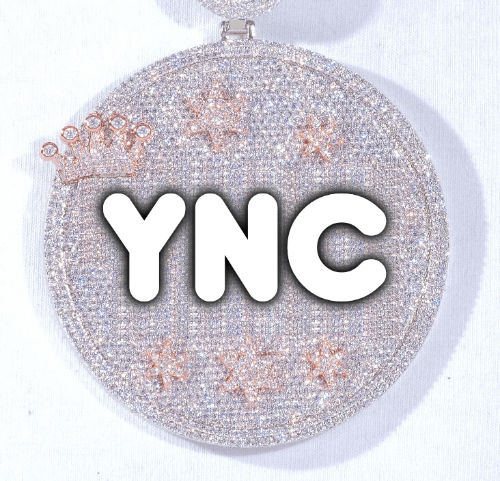 CUSTOM LETTER NECKLACE 3D BIG CROWN DISC