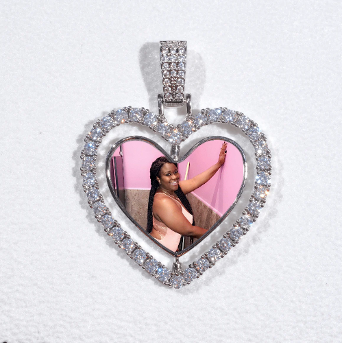 3D Spinning 2-Faced Heart Custom Picture Pendant