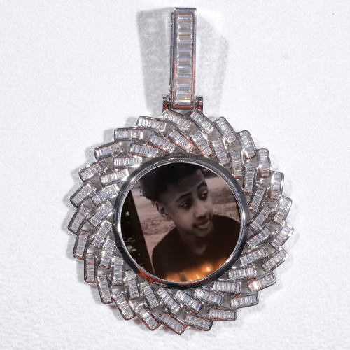 Large 3D Baguette Custom Picture Pendant