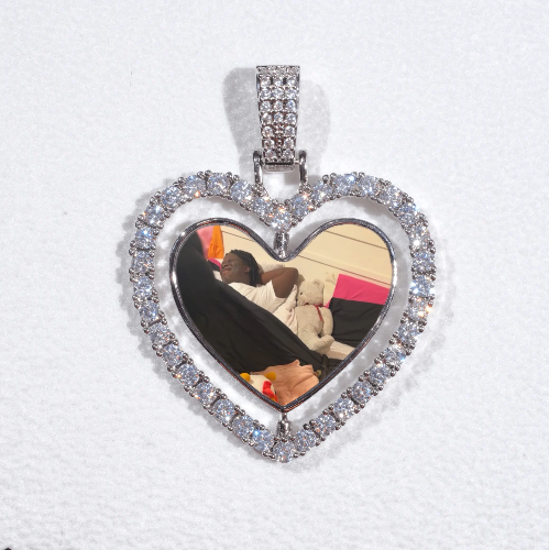 3D Spinning 2-Faced Heart Custom Picture Pendant
