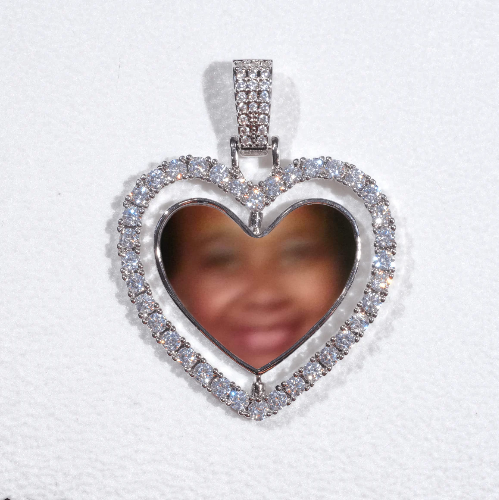 3D Spinning 2-Faced Heart Custom Picture Pendant