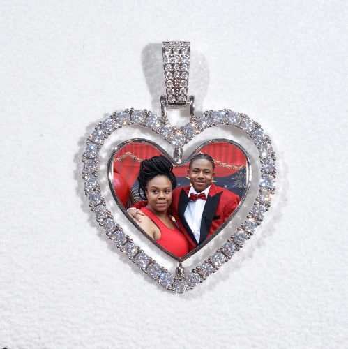 3D Spinning 2-Faced Heart Custom Picture Pendant
