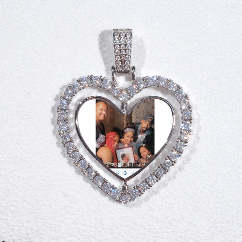 3D Spinning 2-Faced Heart Custom Picture Pendant