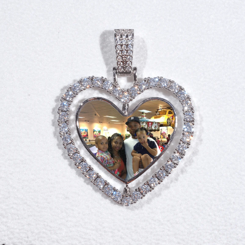 3D Spinning 2-Faced Heart Custom Picture Pendant