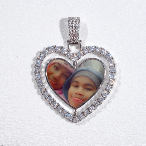 3D Spinning 2-Faced Heart Custom Picture Pendant