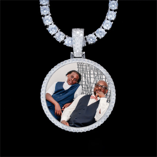 925S & VVS Moissanite 3D Circle Custom Picture Pendant