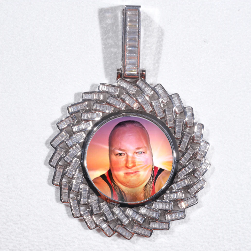 Large 3D Baguette Custom Picture Pendant