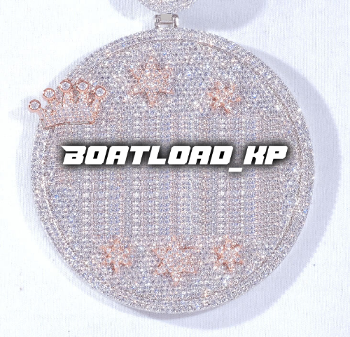 CUSTOM LETTER NECKLACE 3D BIG CROWN DISC
