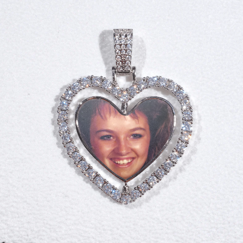 3D Spinning 2-Faced Heart Custom Picture Pendant