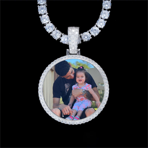 925S & VVS Moissanite 3D Circle Custom Picture Pendant