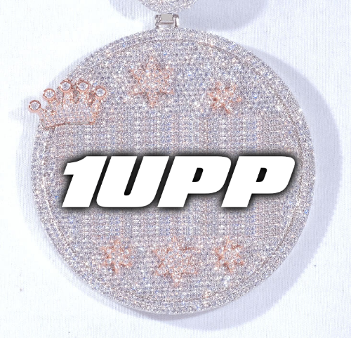 CUSTOM LETTER NECKLACE 3D BIG CROWN DISC