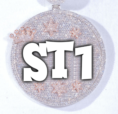 CUSTOM LETTER NECKLACE 3D BIG CROWN DISC