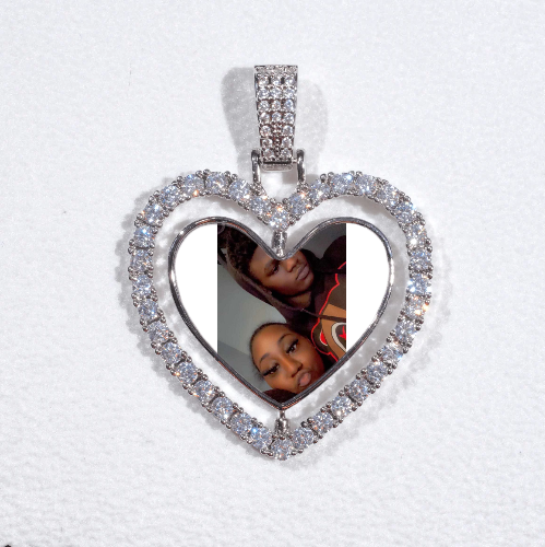 3D Spinning 2-Faced Heart Custom Picture Pendant