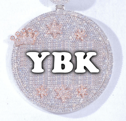 CUSTOM LETTER NECKLACE 3D BIG CROWN DISC