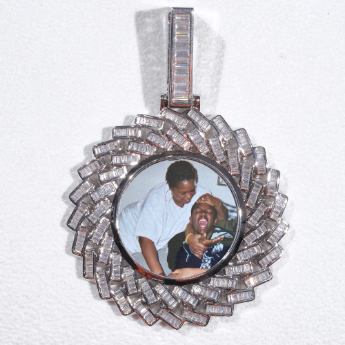 Large 3D Baguette Custom Picture Pendant