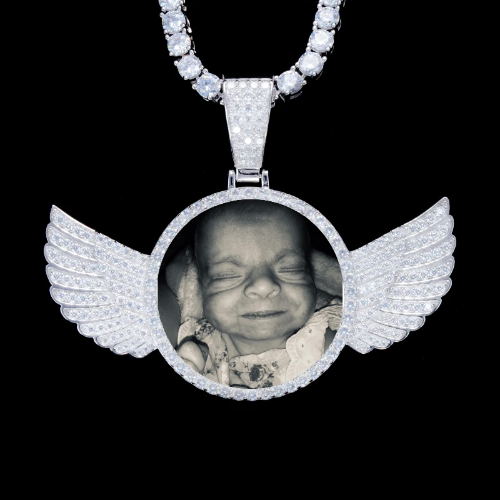 925S & VVS Moissanite 3D Wing Custom Picture Pendant
