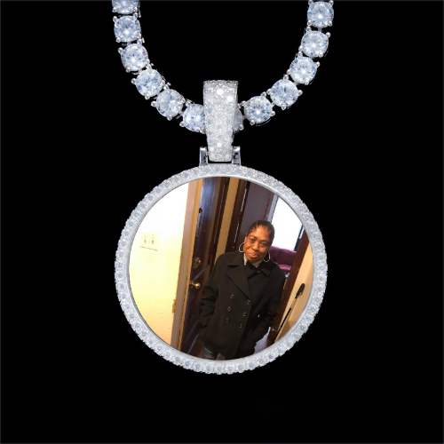 925S & VVS Moissanite 3D Circle Custom Picture Pendant