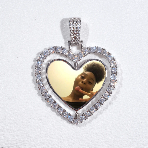 3D Spinning 2-Faced Heart Custom Picture Pendant