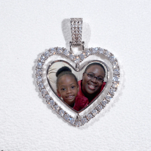 3D Spinning 2-Faced Heart Custom Picture Pendant