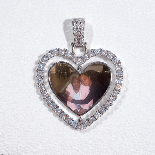 3D Spinning 2-Faced Heart Custom Picture Pendant