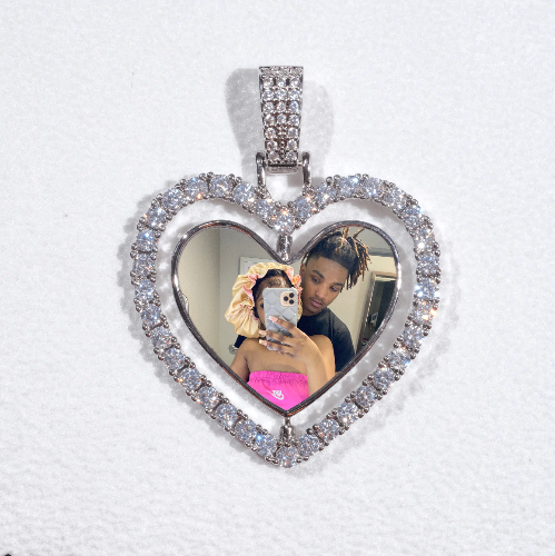 3D Spinning 2-Faced Heart Custom Picture Pendant