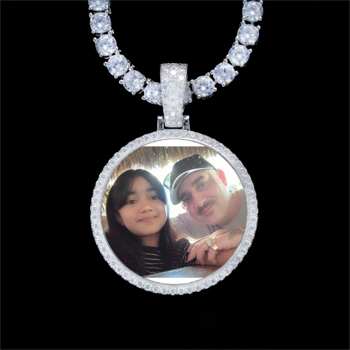 925S & VVS Moissanite 3D Circle Custom Picture Pendant