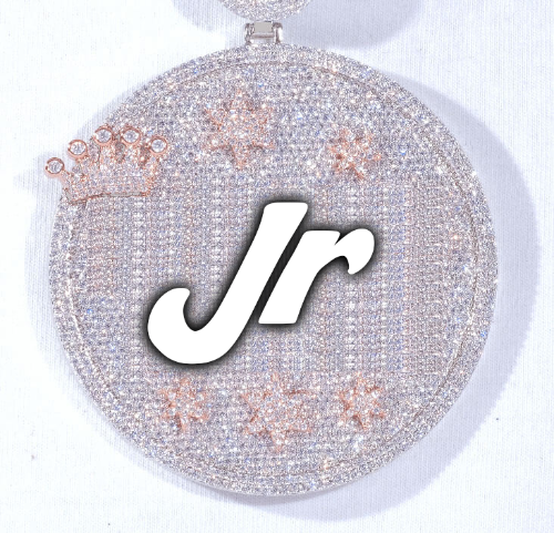 CUSTOM LETTER NECKLACE 3D BIG CROWN DISC
