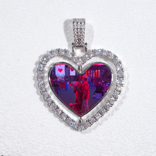 3D Spinning 2-Faced Heart Custom Picture Pendant