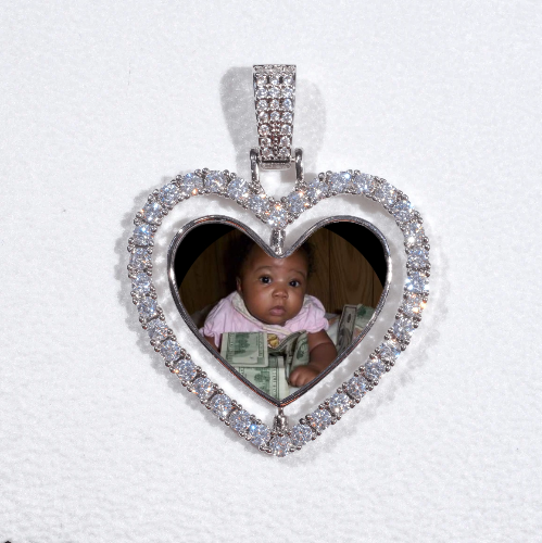 3D Spinning 2-Faced Heart Custom Picture Pendant
