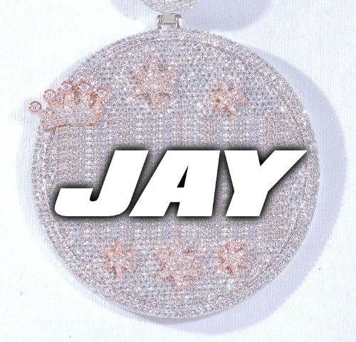CUSTOM LETTER NECKLACE 3D BIG CROWN DISC