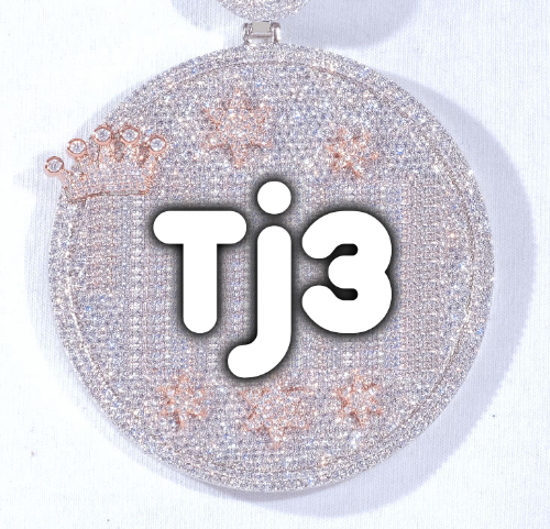 CUSTOM LETTER NECKLACE 3D BIG CROWN DISC