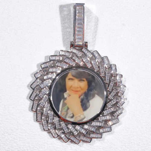 Large 3D Baguette Custom Picture Pendant