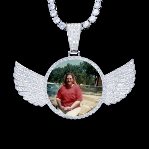 925S & VVS Moissanite 3D Wing Custom Picture Pendant