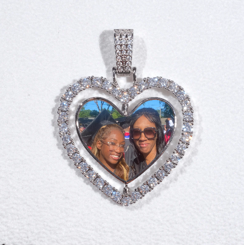 3D Spinning 2-Faced Heart Custom Picture Pendant