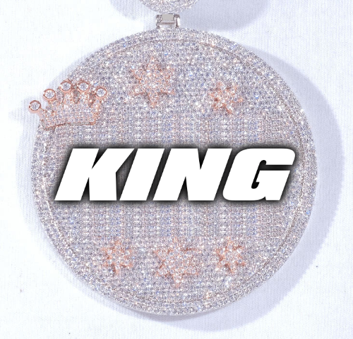 CUSTOM LETTER NECKLACE 3D BIG CROWN DISC